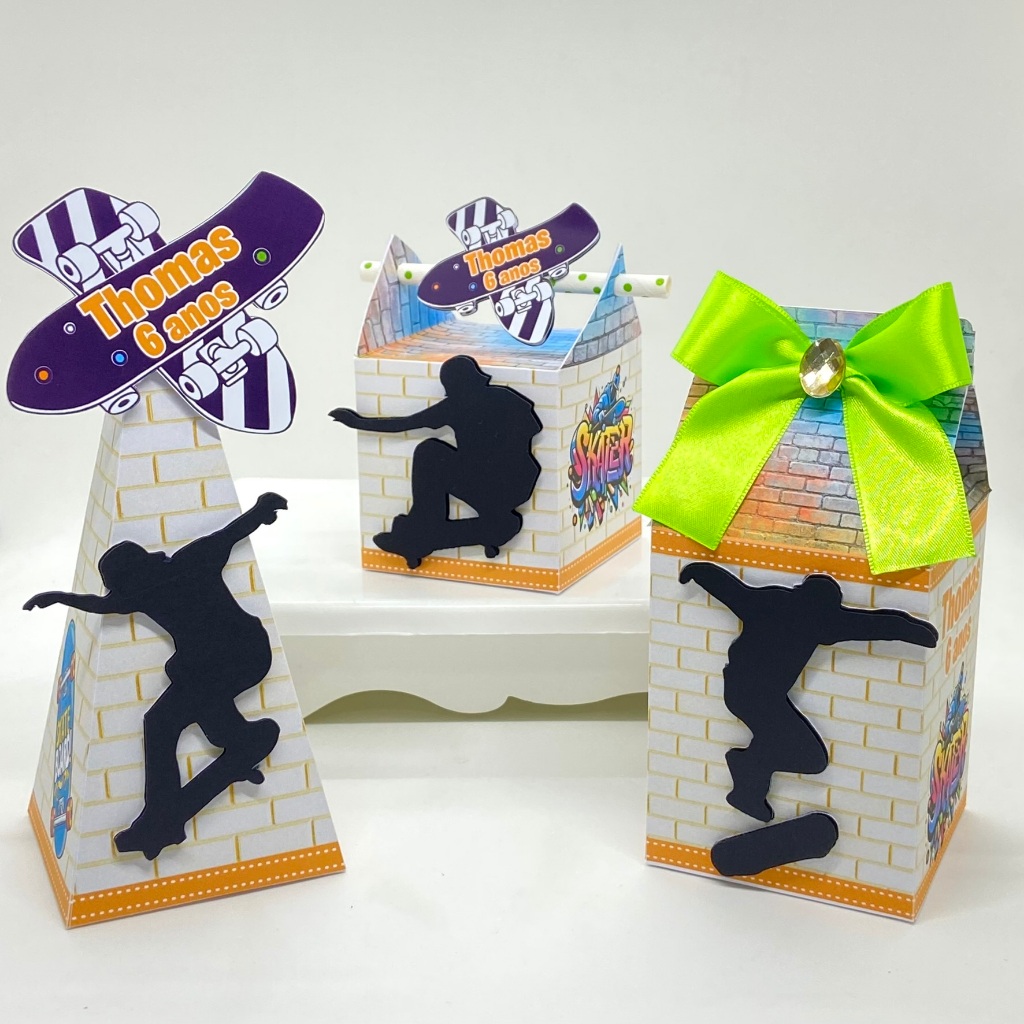 Kit Festa Skate Personalizado / Lembrancinhas / Festa / Caixas Personalizadas / Aniversário / Decoração /Milk / Pirâmide