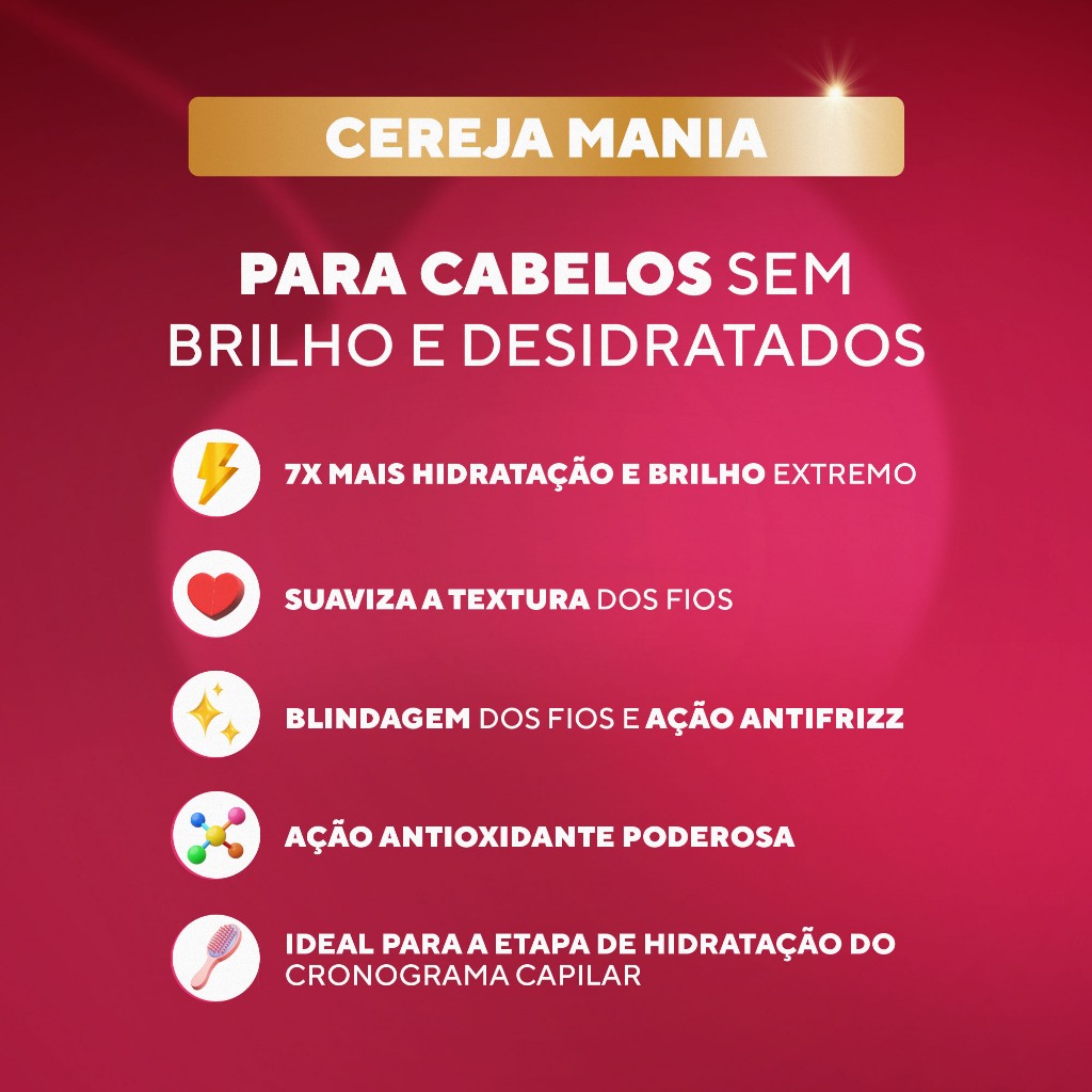 Detalhes do DaBelle Hair Kit Básico Cereja Mania com Máscara 800g (3 Produtos)