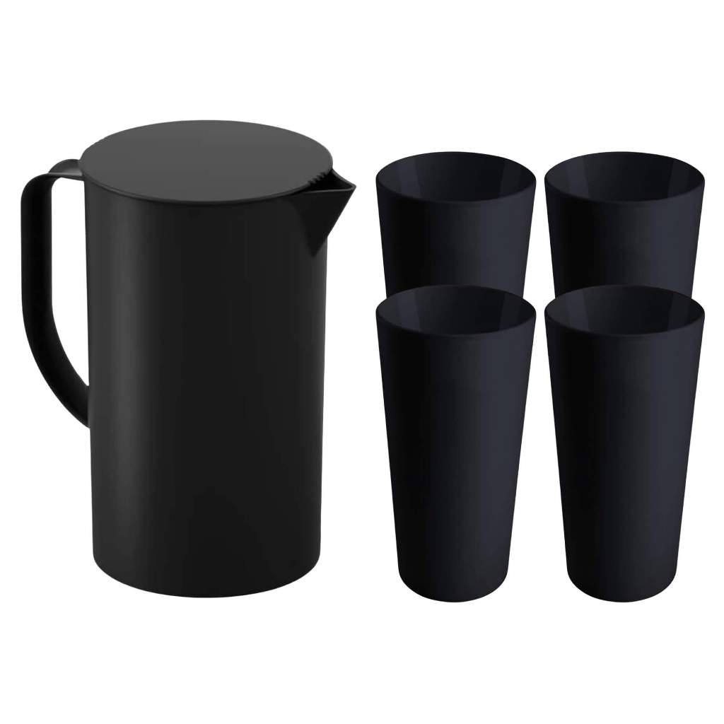 Kit Cozinha Coza Brinox BPA Free Preto Jarra Cozy com Tampa 2L + 4 Copos 500ml Bebida Cozinha em Oferta na Shopee