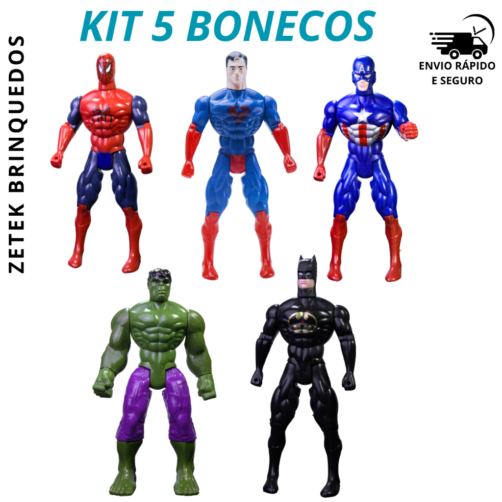 Brinquedo Infantil Kit 5 Bonecos Personagens Articuláveis 40cm Presente Dia Das Crianças Coleção Completa Para Meninos em Oferta na Shopee