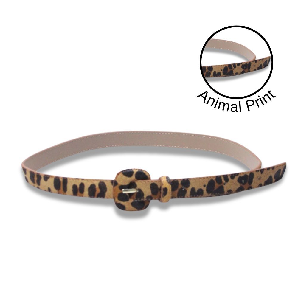 Cinto Feminino Couro Animal Print Fivela Encapada Redonda Pequena em Oferta na Shopee