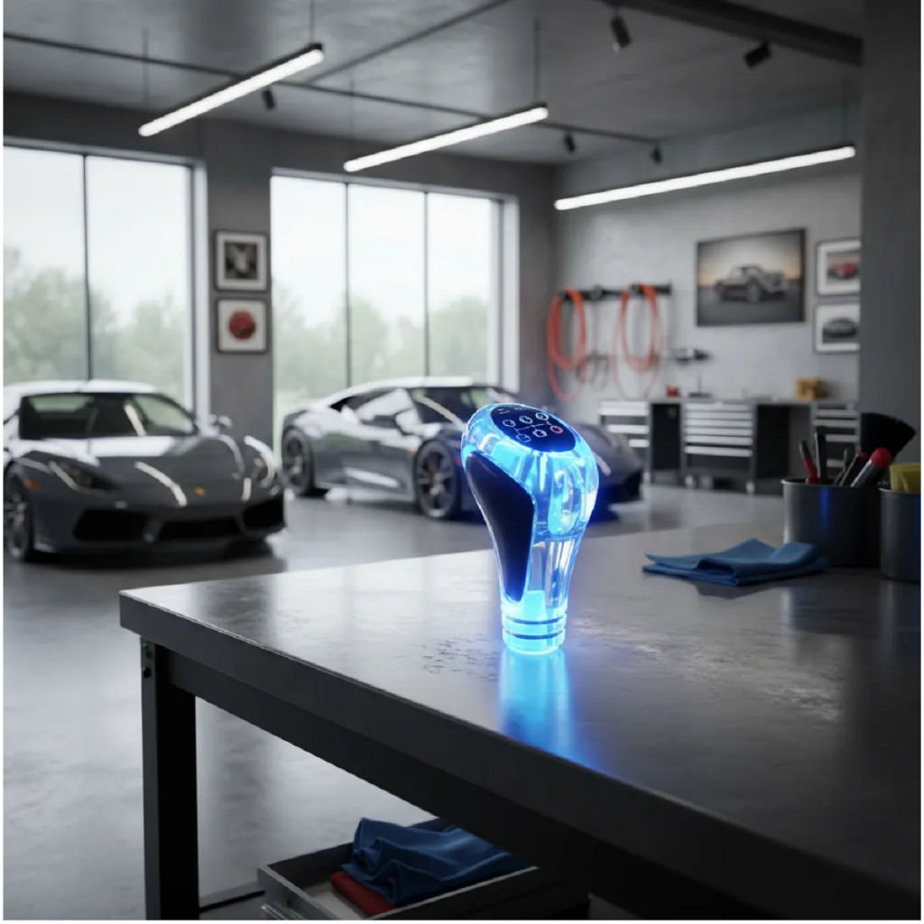 Kit Manopla Bola De Câmbio 5 Marchas E Manopla De Freio de mão iluminada com Led Azul neon