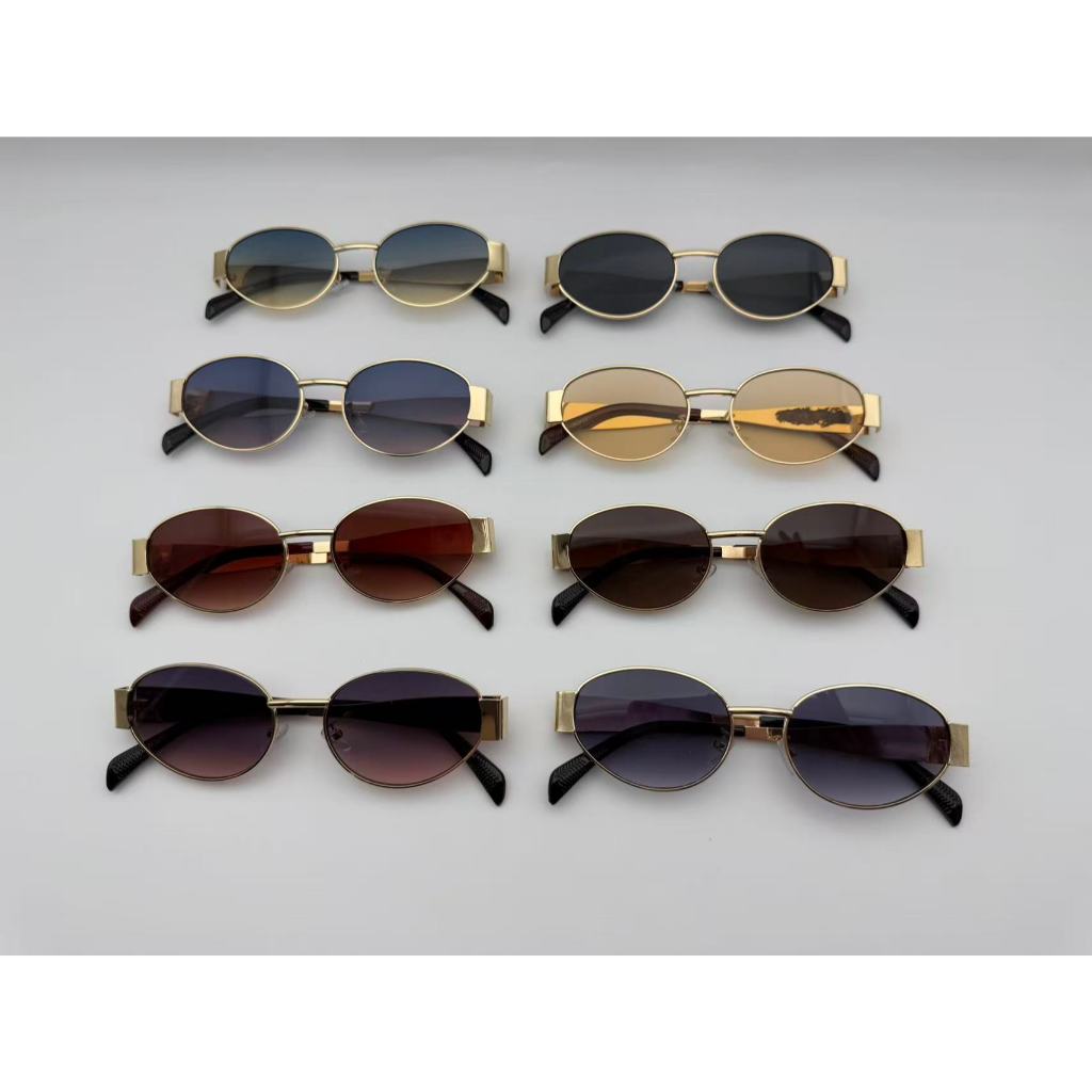 Óculos de sol ovais de metal com armação completa, adequados tanto para homens quanto para mulheres JK2425 em Oferta na Shopee