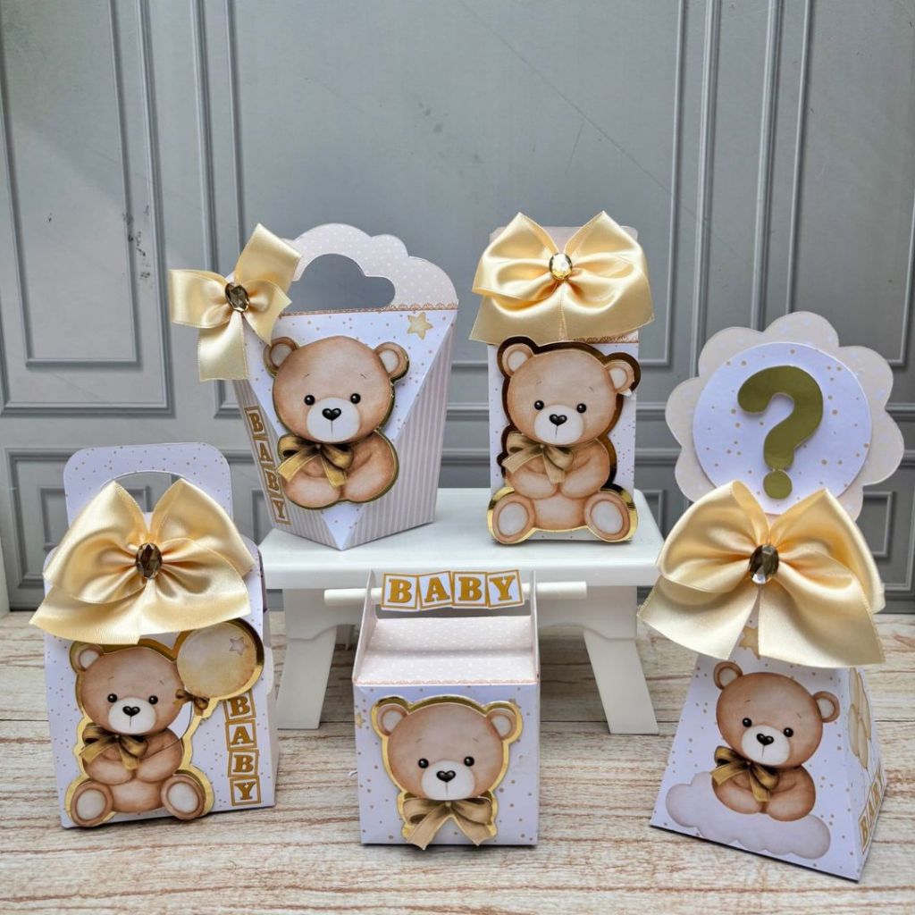 Kit Festa Chá Revelação | Lembrancinhas Chá Revelação | Personalizados Chá do Ursinho