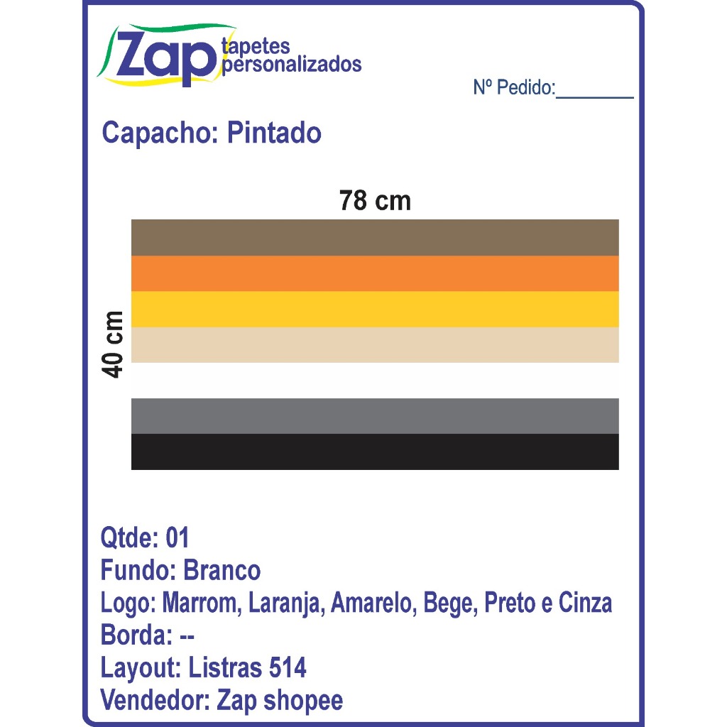 Tapete Capacho Personalizado Bandeira da Irmandade Internacional do Urso Listras Coloridas 78X40 cm.