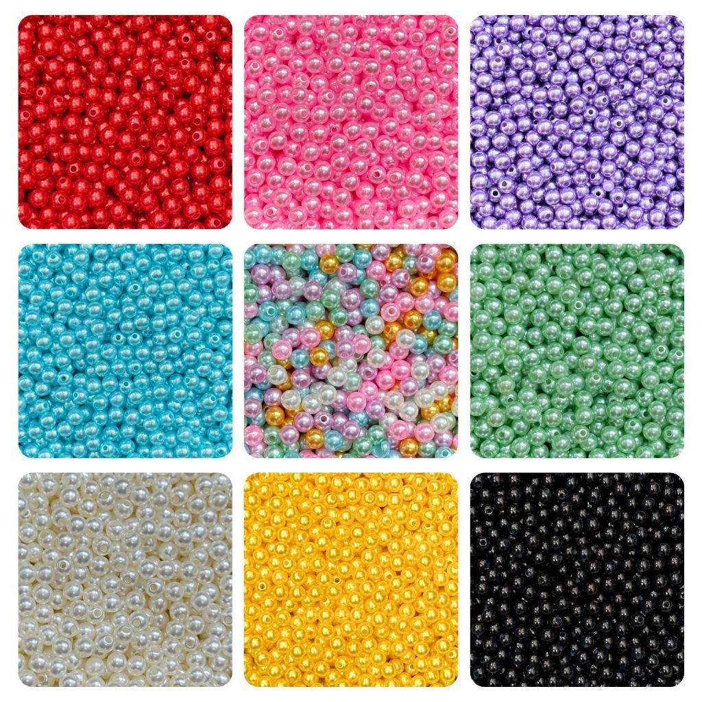 Pérola 6mm ABS 100 Unidades Miçanga Inteira Furo Passante Artesanato Bijuteria em Oferta na Shopee