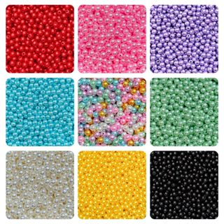 Pérola 6mm ABS 100 Unidades Miçanga Inteira Furo Passante Artesanato Bijuteria em Oferta na Shopee