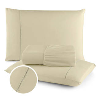 Kit Lençol Solteiro, Casal, Queen e King Extra Macio 400 Fios Micropercal com Ponto Palito em Oferta na Shopee