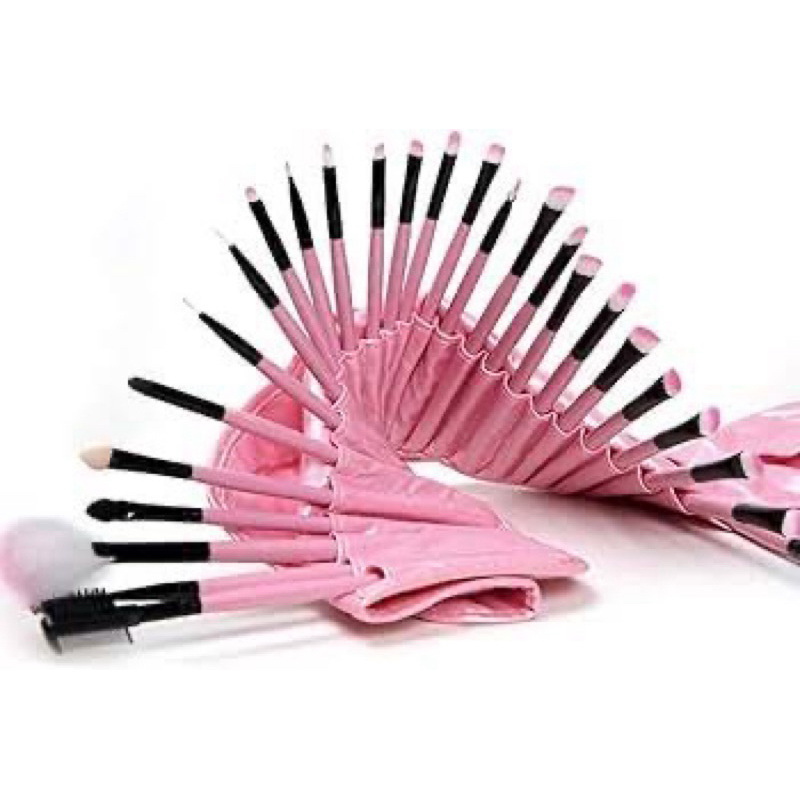 Kit de Pincéis de Maquiagem Profissional 32 Peças com Estojo Rosa