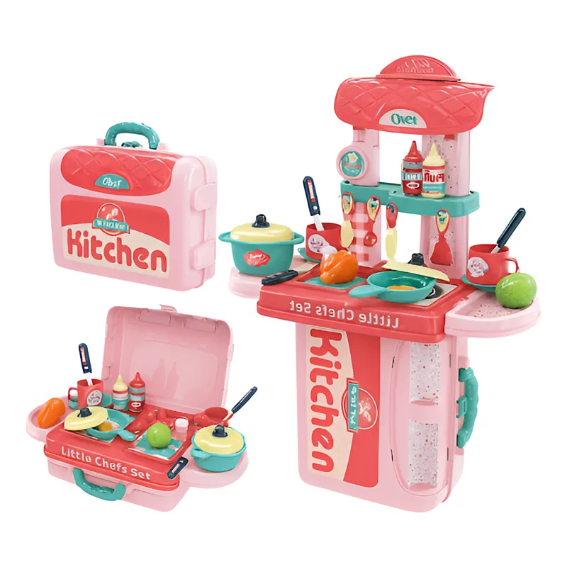 Maleta Bancada Cozinha Infantil Kit Completo Educativo Panelinhas e Acessórios Faz De Conta