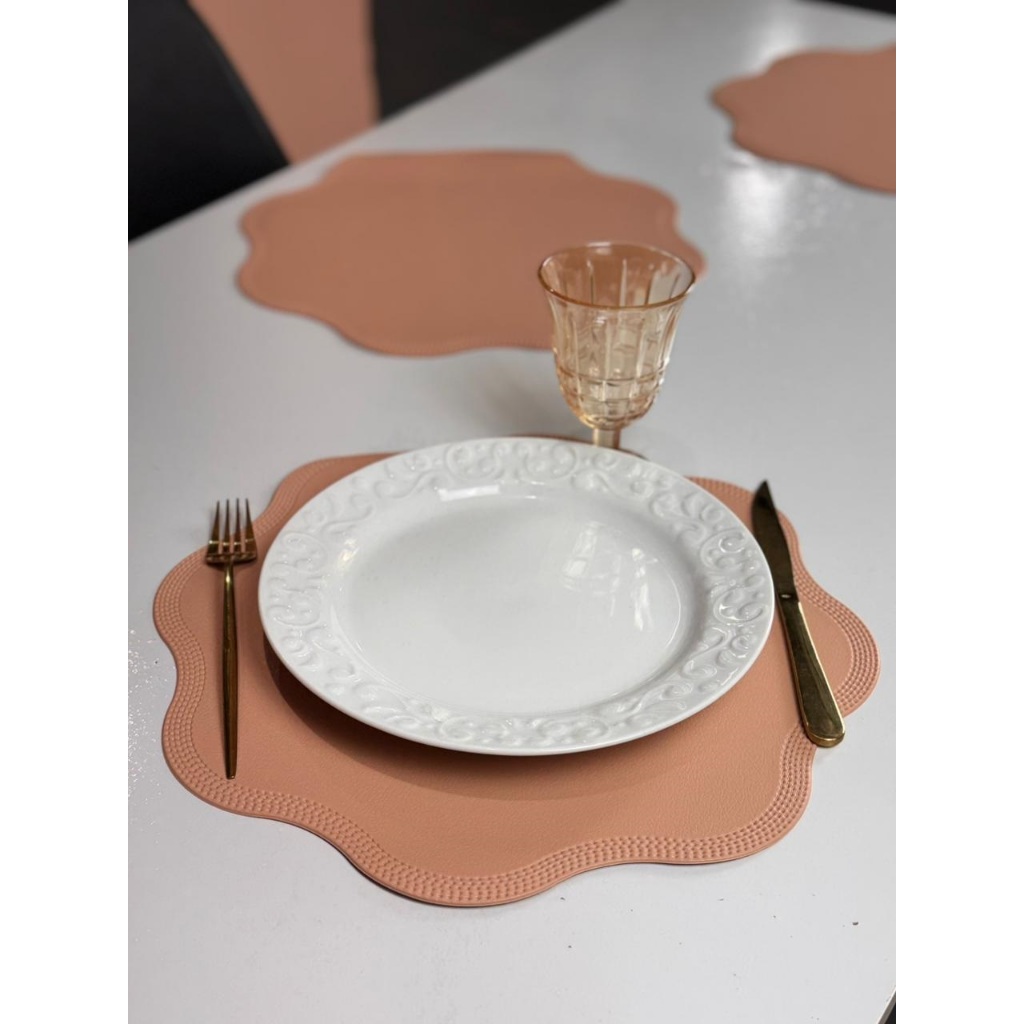 Jogo Americano Americano Redondo Couro Dobrável Sousplat Supla Mesa Posta Sousplat