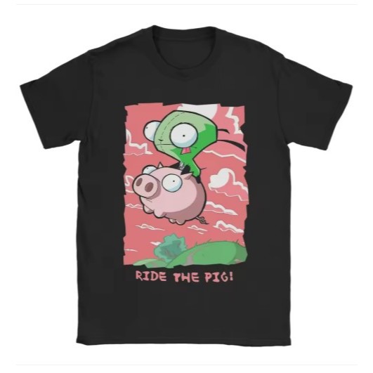Camiseta Humor Alien Espacial – Design Inspirado em Zim Invader Ride The Pig