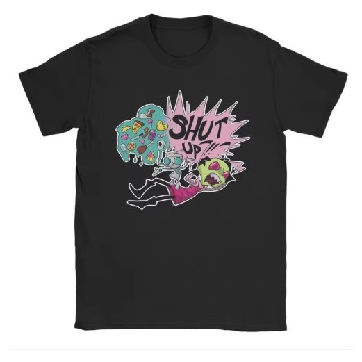 Camiseta Vintage Alien – Moda Cartoon Retrô Estilo Zim Shut Up