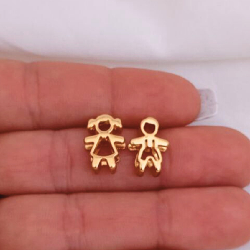 Passador Menino e Menina Vazado 14mm Pingente Filhos Banhado a Ouro 18K ou Prata 925 em Oferta na Shopee