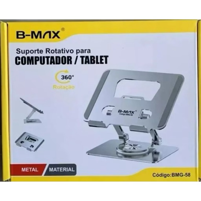 Suporte de Mesa Metal Rotativo 360º Tablet Ajustável Portátil Dobrável Base 6-14 polegadas BMG-58