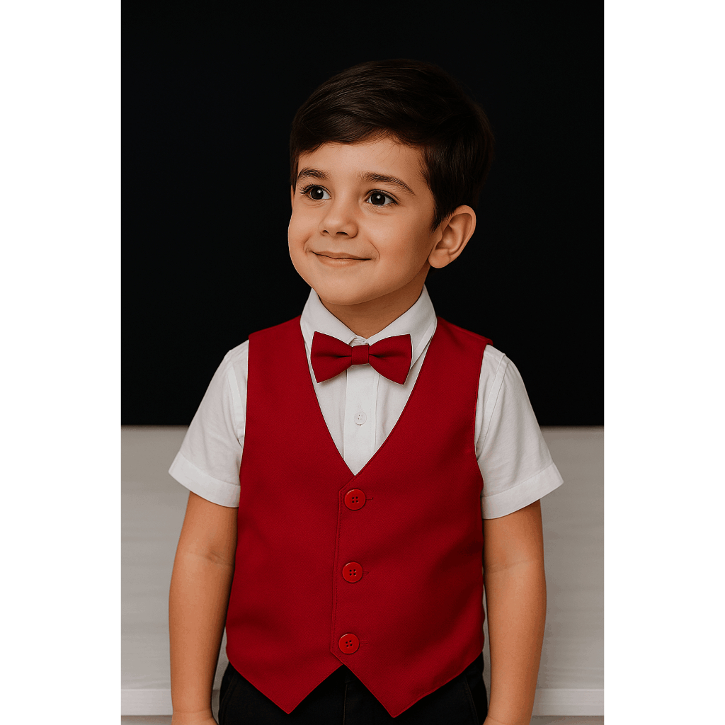 Colete Social Vermelho com gravata 1 a 14anos