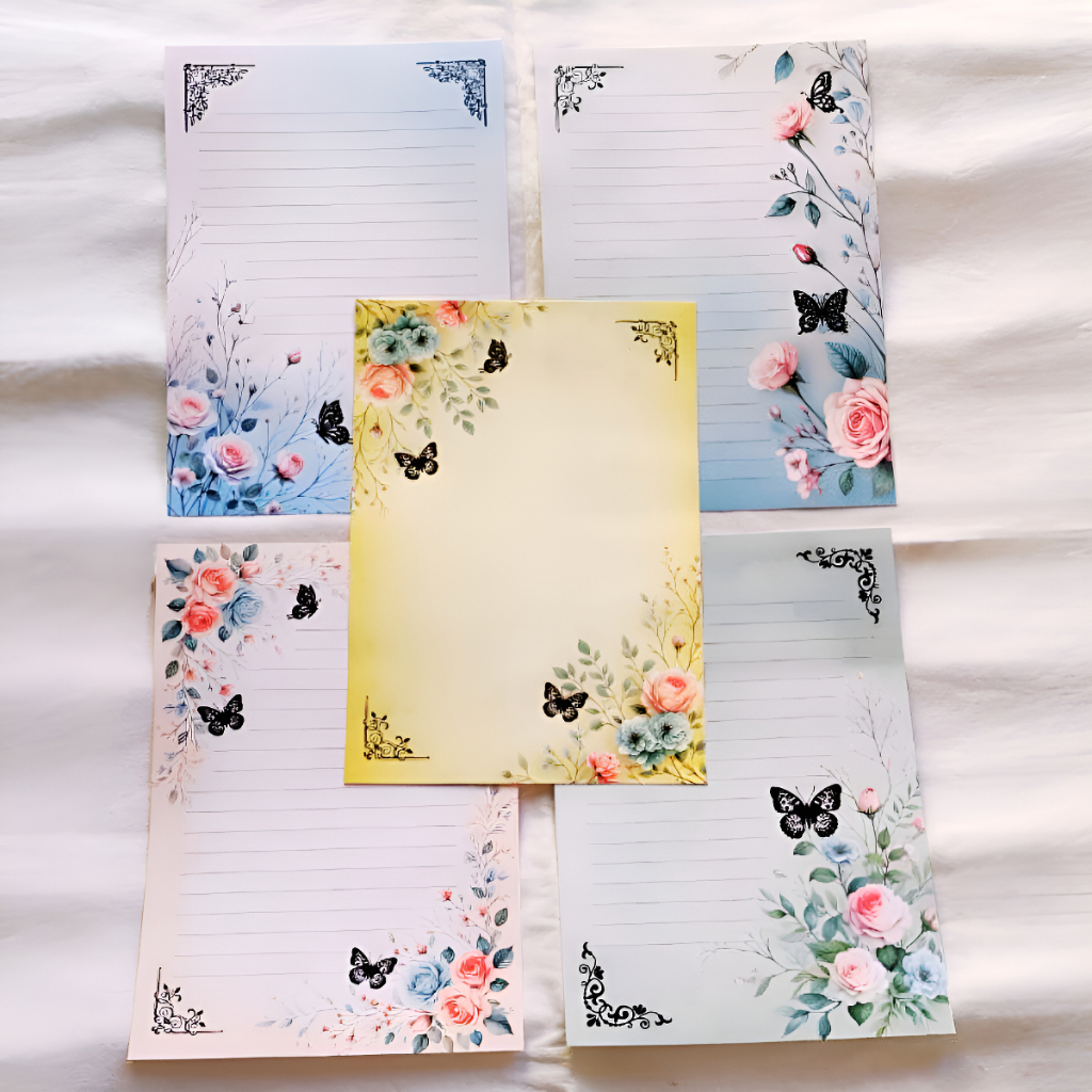 Bloco De Papel De Carta Para Escrita Floral Elegante - Colorida