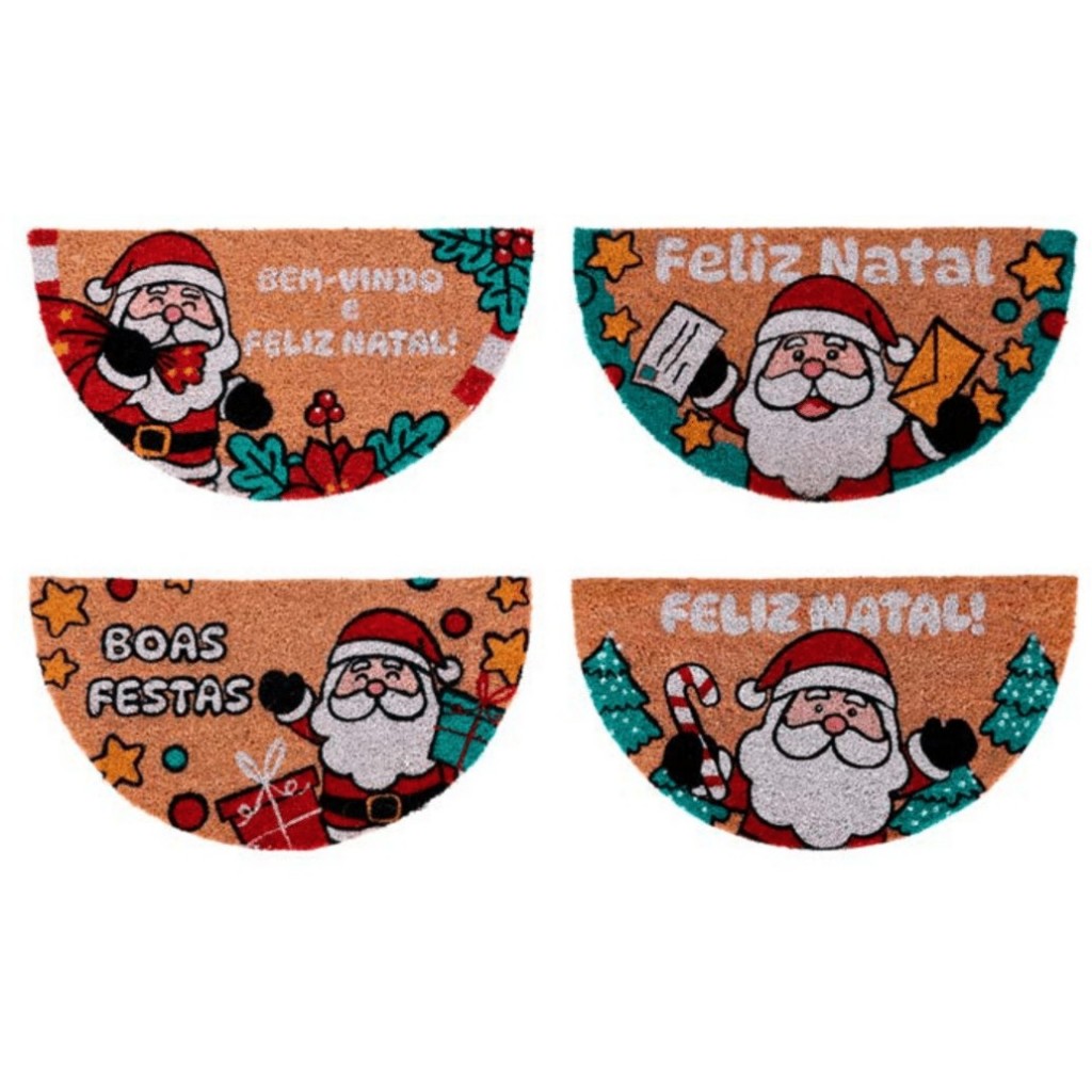 Enfeite de Natal Capacho Retangular ou Meia Lua Tapete Antiderrapante Entrada de Porta Grosso em Oferta na Shopee