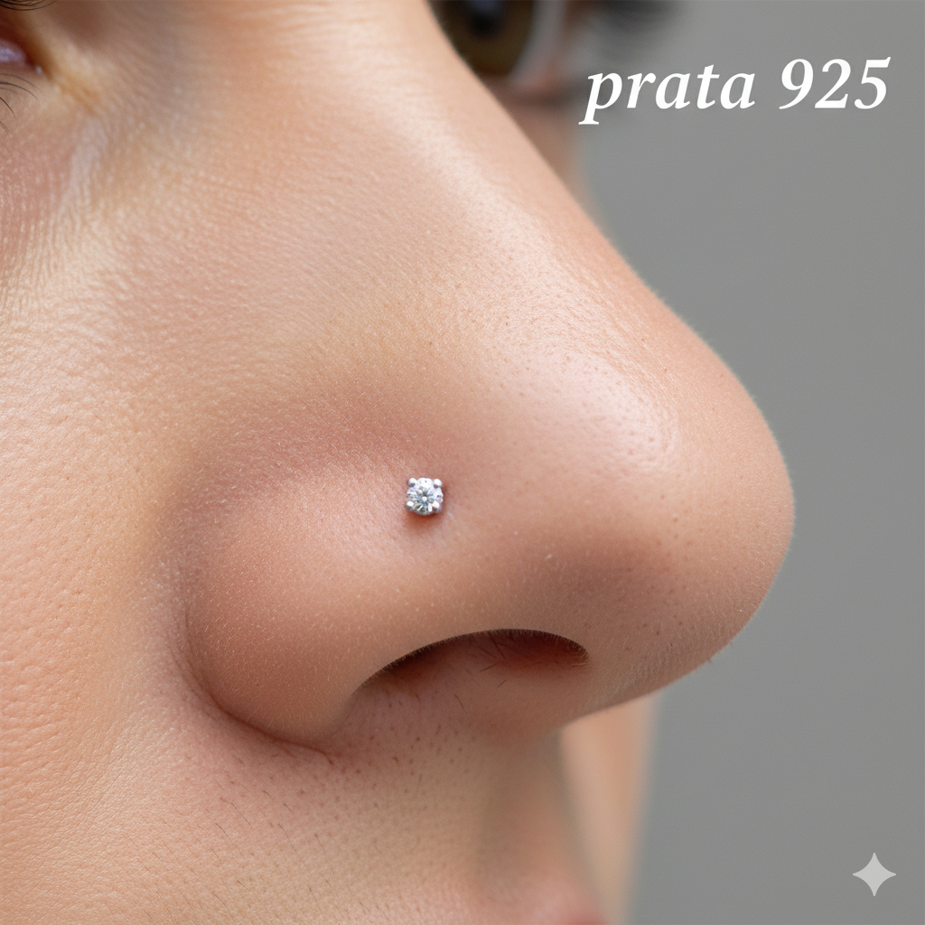 Piercing Nariz Prata 925 Nostril Ponto Luz Zirconia em Oferta na Shopee