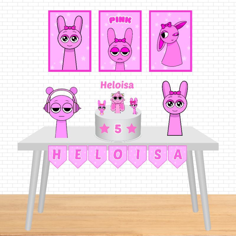 Kit Festa Só um Bolinho- Tema Sprunki Pink - Decoração aniversário infantil em Oferta na Shopee