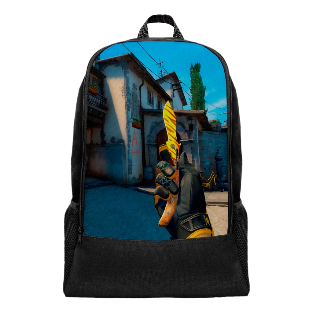 Mochila Masculina Escolar Trabalho Basica CS Faca Canivete Flip Knife Patrocínios Estampado Nylon Resistente