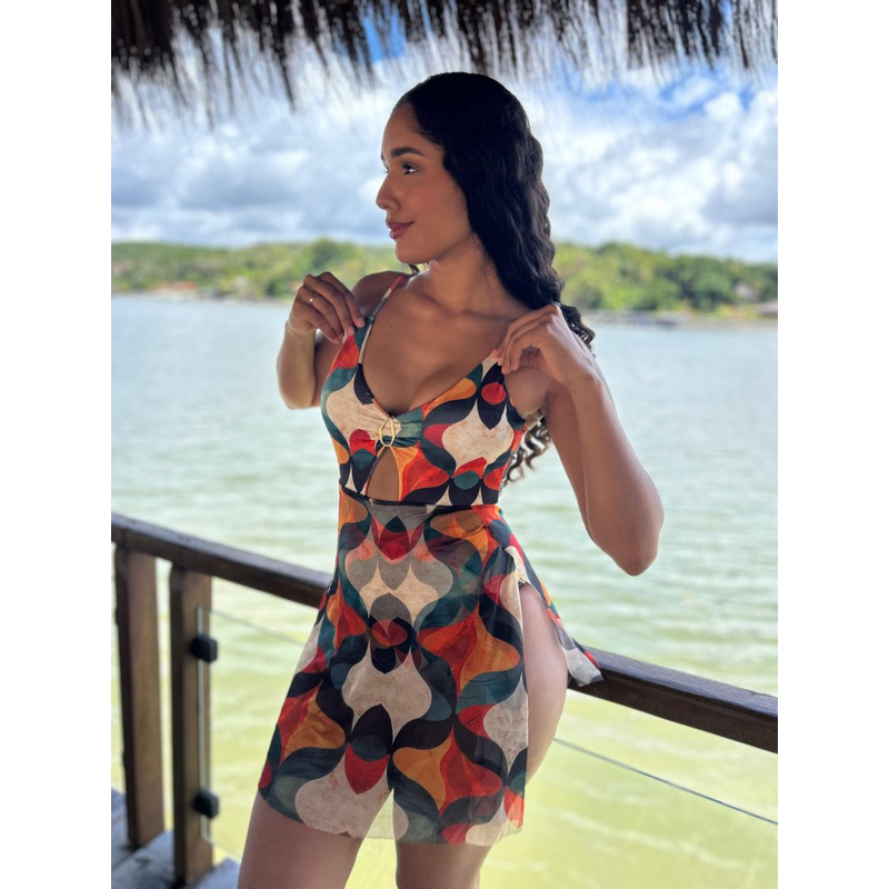 Maiô Saída de Alça c/ Acessório em Oferta na Shopee