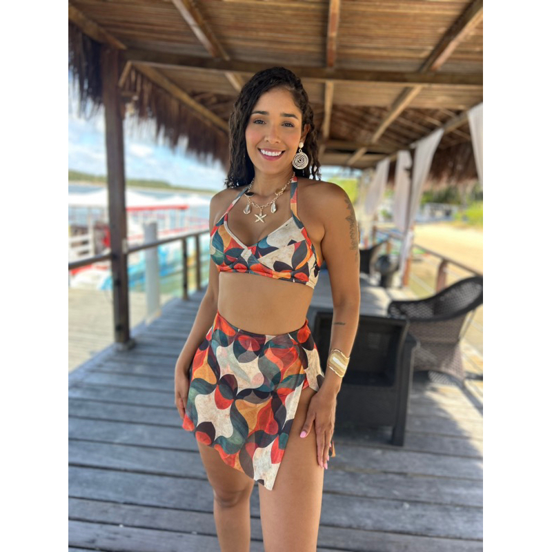 Biquíni Saia/Saída de Tule Embutida em Oferta na Shopee