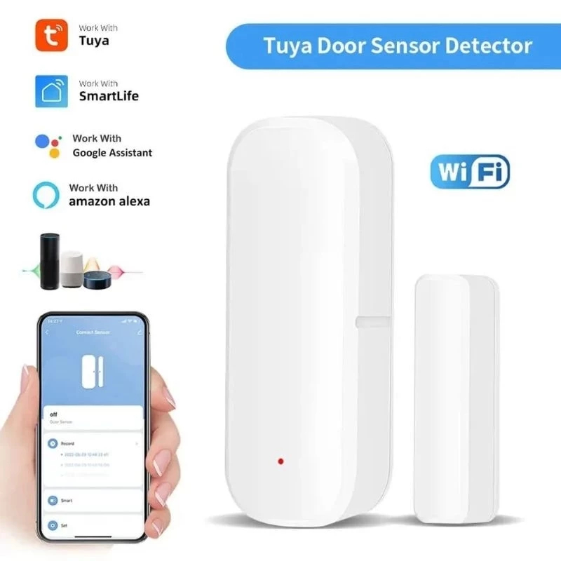 Sensor de Porta e Janela Wi-Fi Inteligente Tuya Smart Life Alexa Google Home Sensor Magnético
