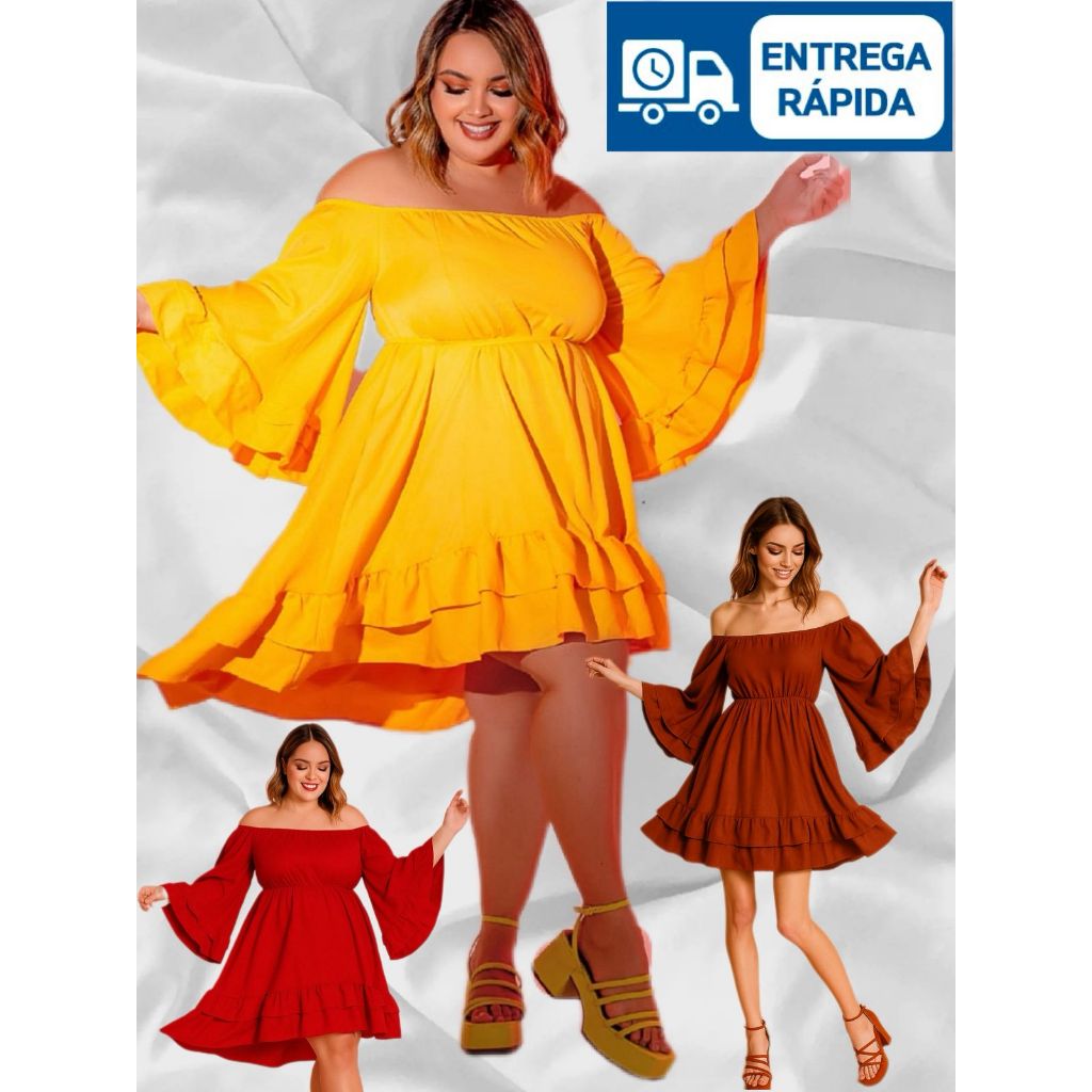 Vestido G1 G2 G3 / M G GG Babado Roupa Feminina Ciganinha Tomara Que Caia Blogueira Plus Size ENTREGA  HOJE em Oferta na Shopee
