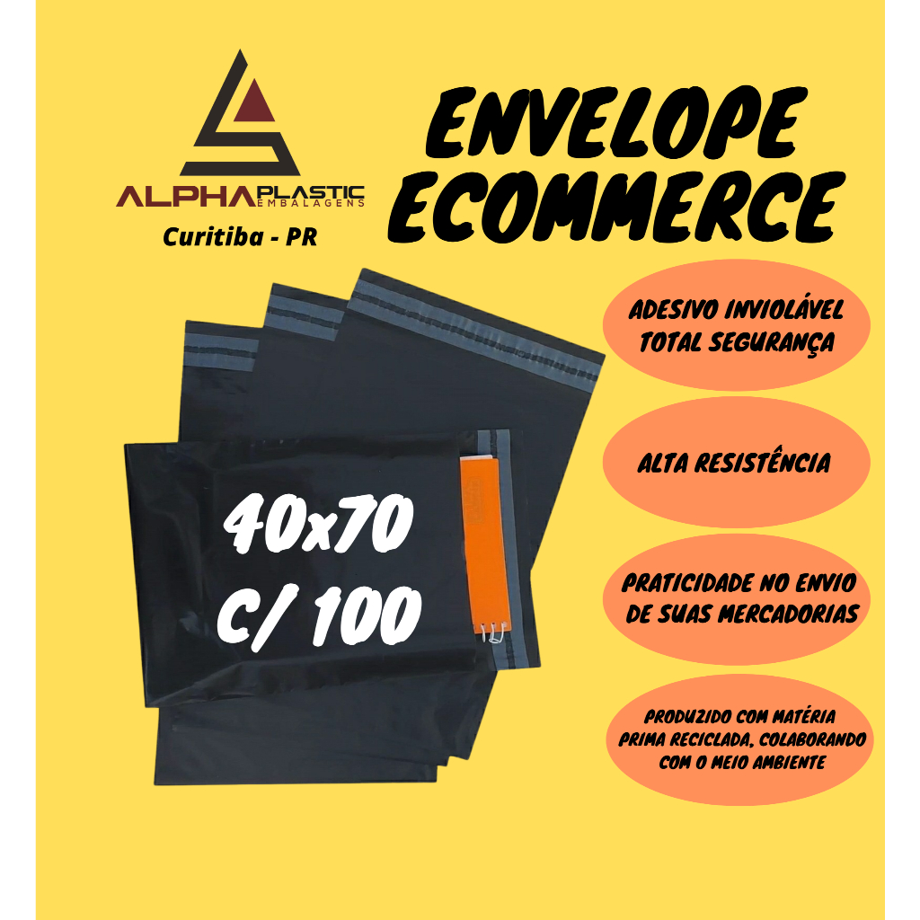 100 Unid. Envelopes De Segurança 40x70 -  Saco Embalagem Para Correio Ecommerce, Envelopes de Envio