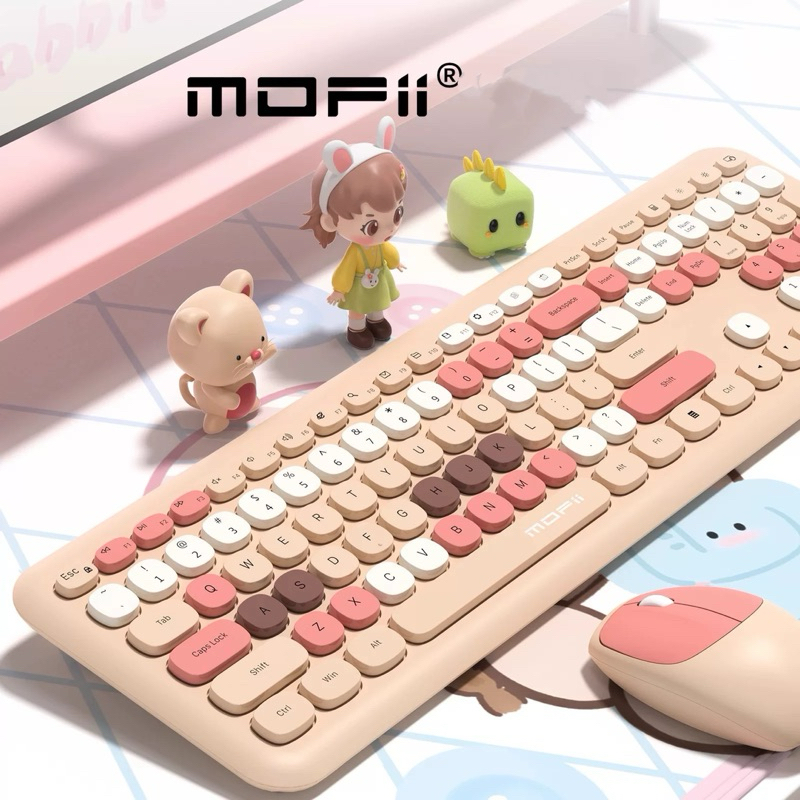 Kit teclado e mouse sem fio USB wirelessn Macarons Colorido MOFII Candy