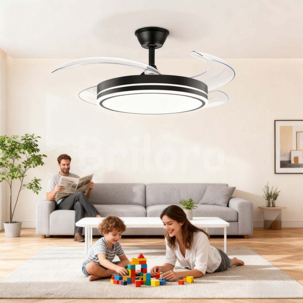 Ventilador de Teto com Lustre 4 Pás Retrátil LED Multicolor Controle Remoto Bivolt em Oferta na Shopee