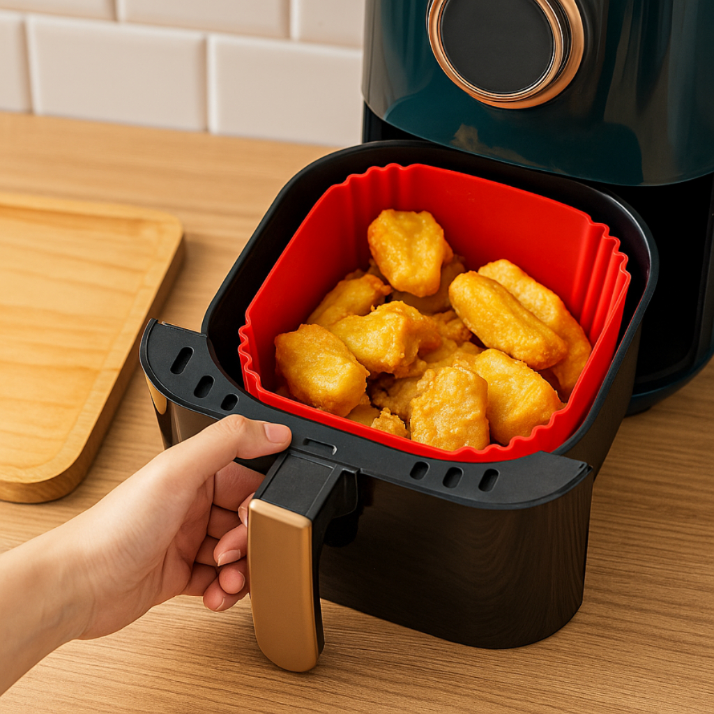 Detalhes do Forma Silicone Airfryer 2,5L a 3,5L Antiaderente Reutilizável Alta Durabilidade Cesto Firme