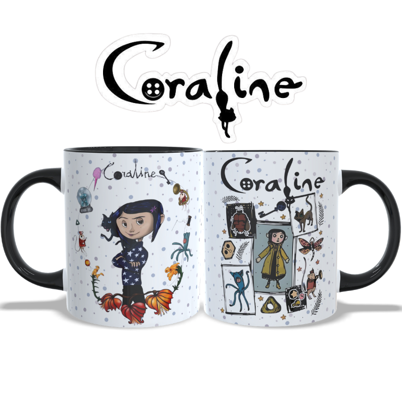 Caneca Coraline - Personalizada Com Seu Nome - Porcelana Premium - Presente Menina em Oferta na Shopee