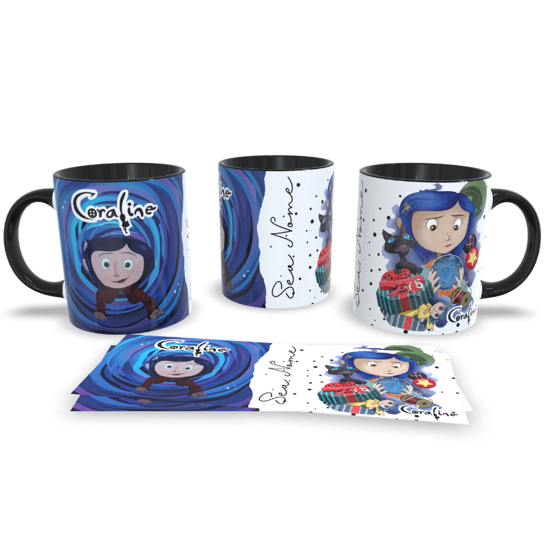 Detalhes do Caneca Coraline - Personalizada Com Seu Nome - Porcelana Premium - Presente Menina