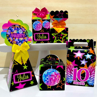 Kit Personalizados Neon Festa das Cores para Festa Adulta e Infantil Mimo/ Papelaria/ Caixinhas/ aniversário em Oferta na Shopee