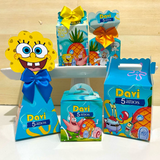 Kit Personalizados Bob Esponja  para Festa Infantil Mimo/ Papelaria/ Caixinhas/ aniversário em Oferta na Shopee