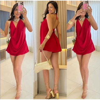 Conjunto Feminino Verão Decotado Blusa Frente Única Duna e Short Saia Casual Elegante boho chic em Oferta na Shopee