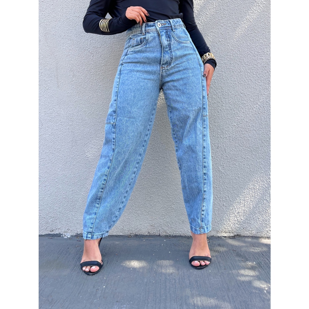 Anaoffice 8388 Calça Jeans Feminina Mom Calca Com Bolsos Reais sem rascada 8388