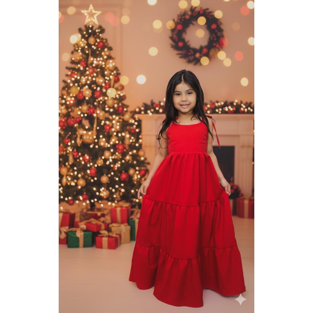 Vestido longo liso infantil menina Maria Fernanda em Oferta na Shopee