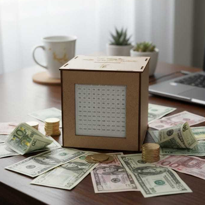 Cofre Desafio 1 mil 5 mil e 10Mil Woodbox Cofrinho Caixa De Dinheiro Poupança - MDF Premium em Oferta na Shopee