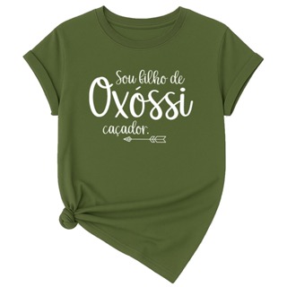 T-shirt Feminina Camiseta Camisa Roupa Casual Leve Confortavel Sou Filho De Oxóssi Caçador Umbanda em Oferta na Shopee