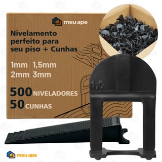 Kit 500 Nivelador Espaçador de Piso Porcelanato Slim Clips + 50 Cunhas Revestimentos Cerâmicos Black em Oferta na Shopee