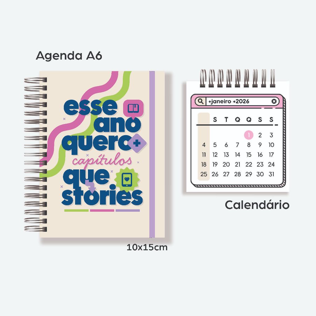 Agenda A6 Permanente + Mini Calendário Quero Mais