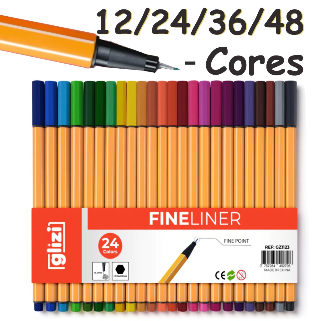 Kit de canetas com 12/24/36/48 cores Fine Line Ponta Fina 0.4 mm Fineline em Oferta na Shopee