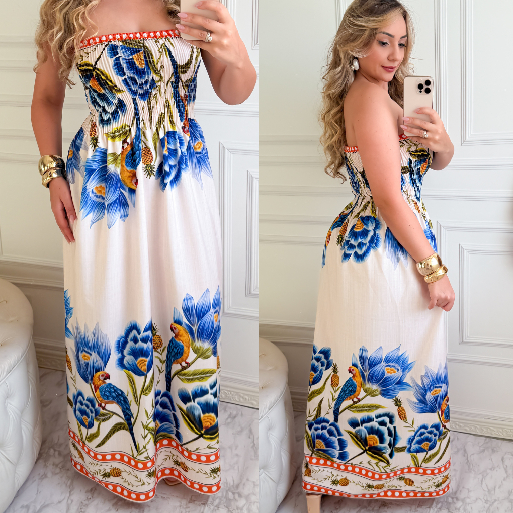 Vestido LONGO feminino Tomara que Caia Com Elastex em Oferta na Shopee