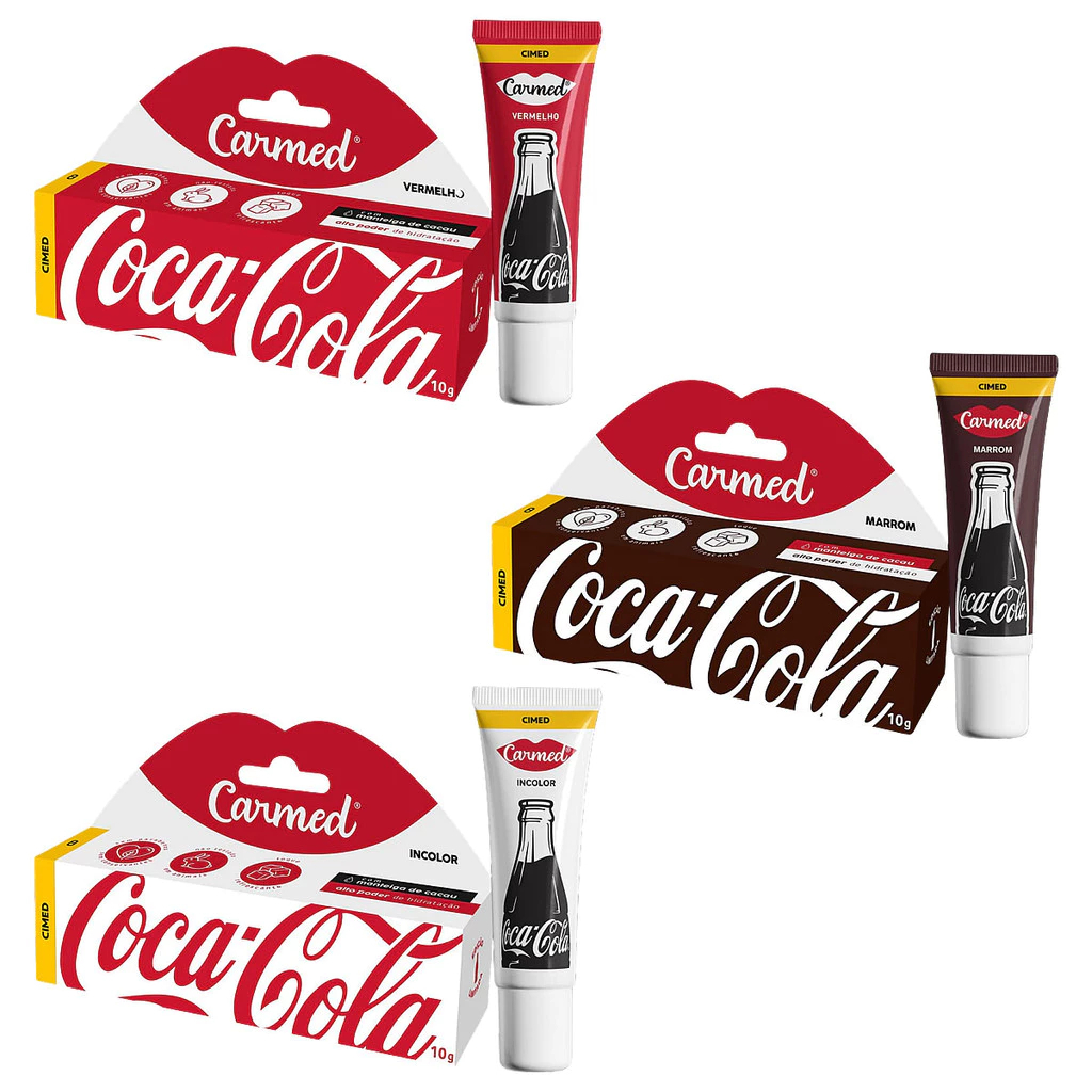 Kit 3 Unidades Carmed Coca-Cola Hidratante Labial 10g | Hidratação, Sabor e Proteção