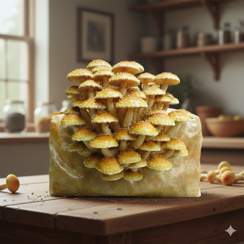 Bloco de Cultivo Profissional Pholiota Adiposa - O Cogumelo Castanha