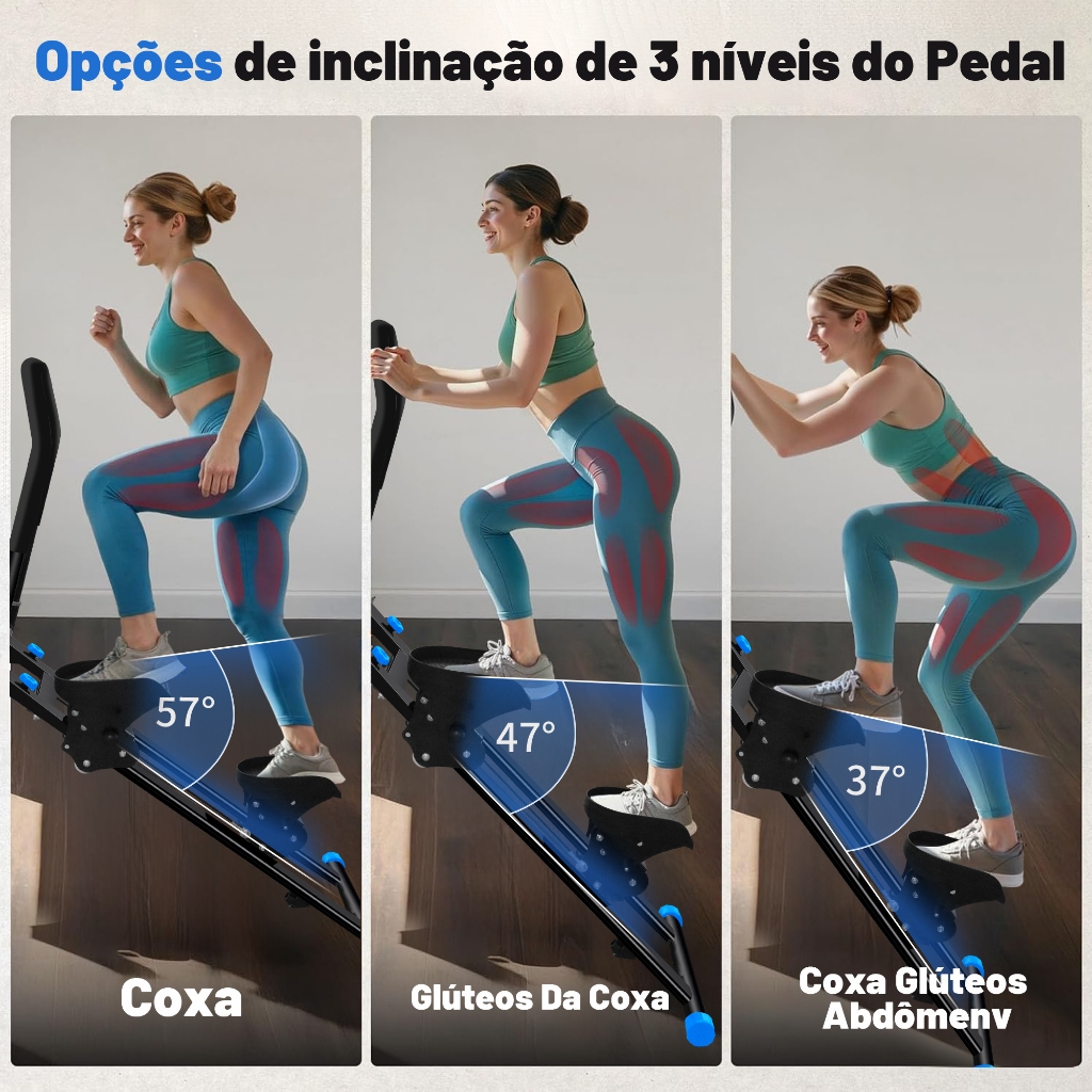 HEROI Escalador Silencioso - Modeladora de Glúteos, Suporta Até 150kg+ 3 Níveis de Inclinação