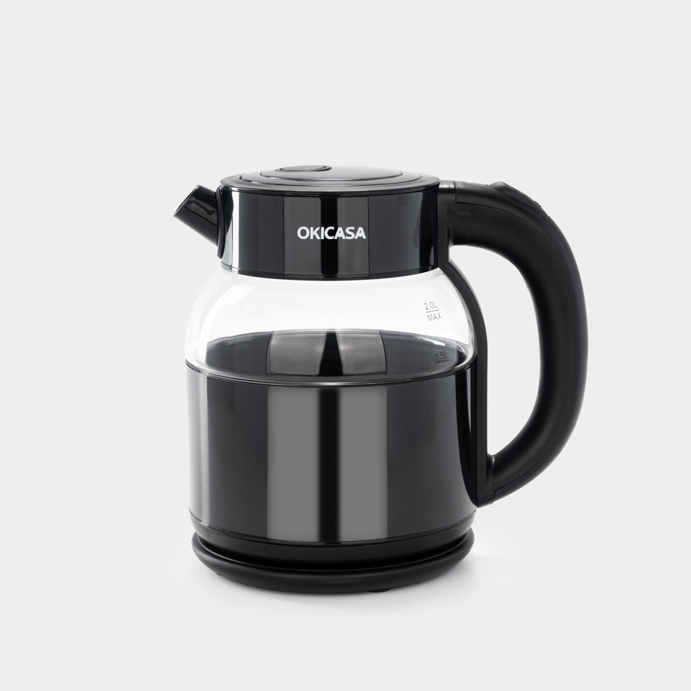 ⚡ Chaleira Elétrica OKICASA 2L | Preto Premium Antiderrapante + LUZ PURIFICADORA ⚡